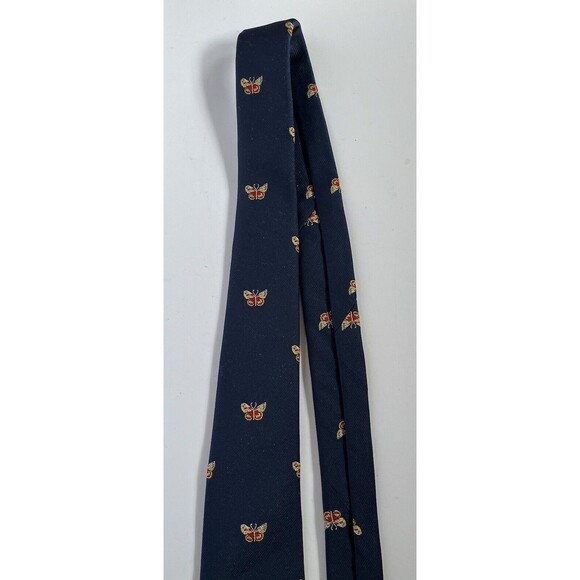 Damon Men's Necktie Navy Blue with Butterflies 55" x 3.25" - Picture 5 of 5